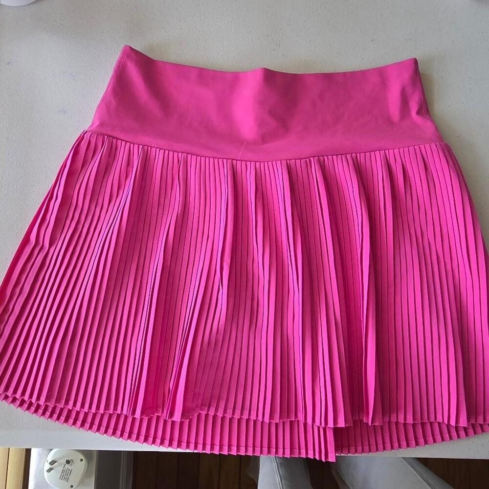 JoyLab Pleated Tennis Skort pink high-ris elastic waistband built-in shorts M